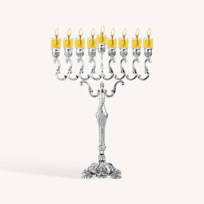 Précommande - Hanoukia à l'huile sur pied, en métal plaqué argent 41,9 cm