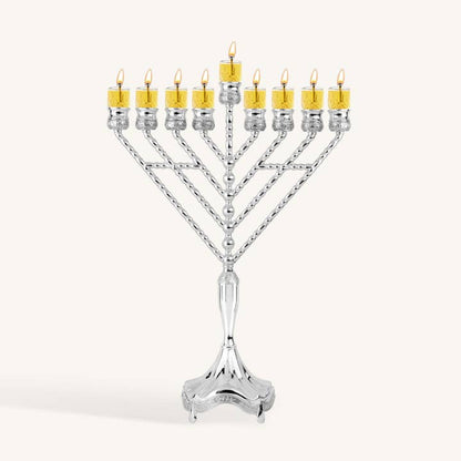 Précommande - Hanoukia à l'huile sur pied, en métal plaqué argent, 45,7 cm, style 'Habad / Rambam